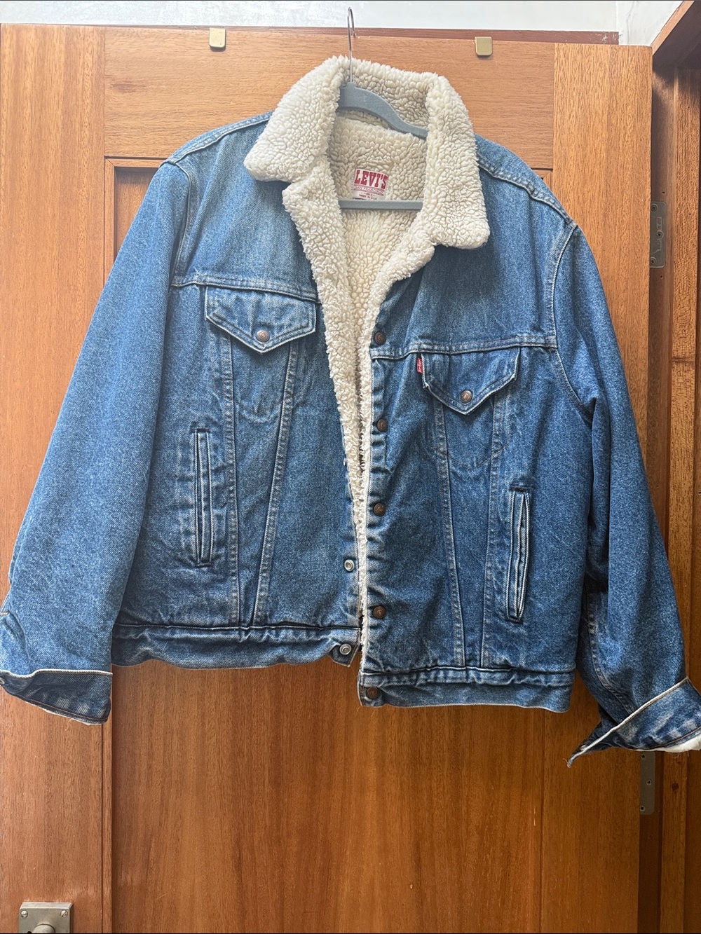 Levi's Kids Blue Denim Jacket with Cream Sherpa Lining